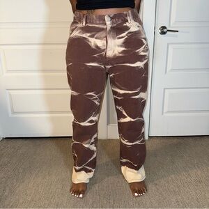 Cider Brown & Cream Denim Tie-Dye Bleach Jeans